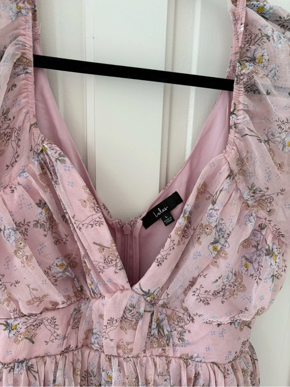Pink Floral Tiered Maxi Dress - Picture 3 of 3